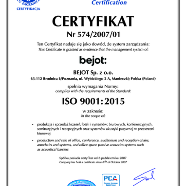 Certyfikat ISO 9001